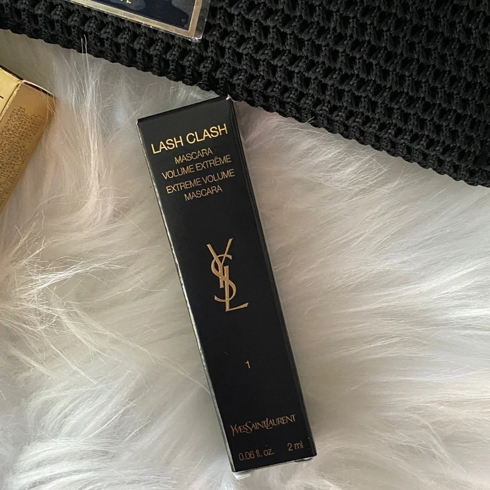 Yves Saint Laurent Black Textured makeup pouch new